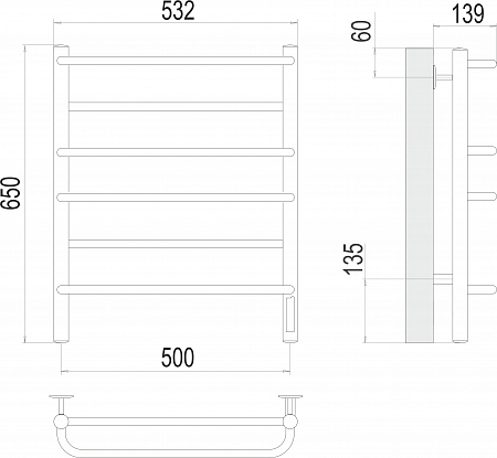 Евромикс П6 500х650 Электро (quick touch) Полотенцесушитель  TERMINUS Омск - фото 3