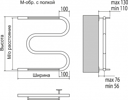 М-обр с/п AISI 32х2 500х400 Полотенцесушитель  TERMINUS Омск - фото 3