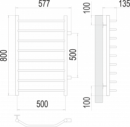 Виктория П8 500х800 бп500 Полотенцесушитель  TERMINUS Омск - фото 3