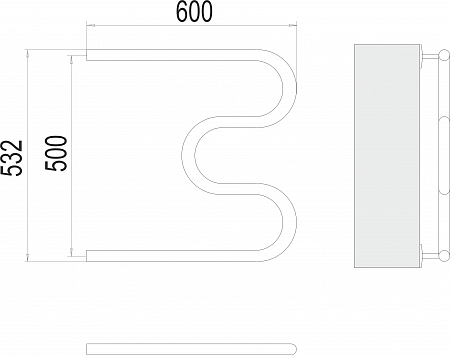М-обр AISI 32х2 500х600 Полотенцесушитель  TERMINUS Омск - фото 3