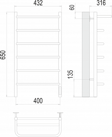 Полка П6 400х650 Электро (quick touch) Полотенцесушитель  TERMINUS Омск - фото 3