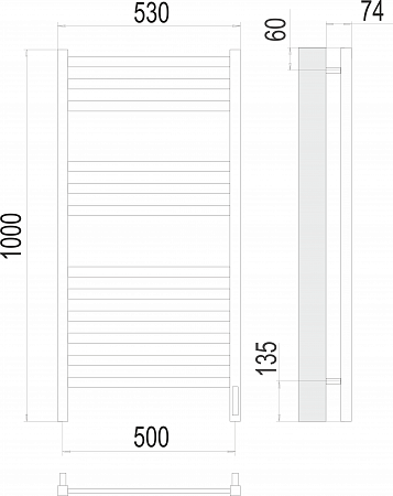 Енисей П12 500х1000  электро (sensor quick touch) Полотенцесушитель TERMINUS  Омск - фото 3