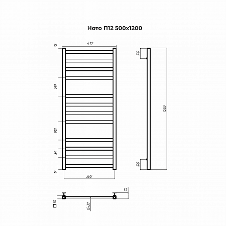 Ното П12 500х1200 Полотенцесушитель TERMINUS Омск - фото 3
