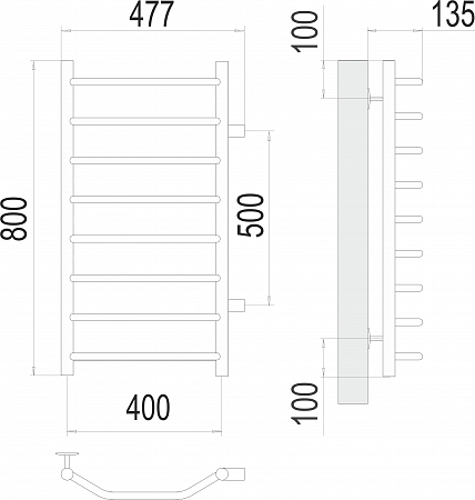 Виктория П8 400х800 бп500 Полотенцесушитель  TERMINUS Омск - фото 3