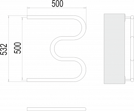 М-обр AISI 32х2 500х500 Полотенцесушитель  TERMINUS Омск - фото 3