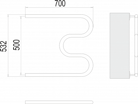 М-обр AISI 32х2 500х700 Полотенцесушитель  TERMINUS Омск - фото 3