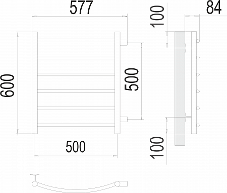 Классик П6 500х600 бп500 Полотенцесушитель  TERMINUS Омск - фото 3