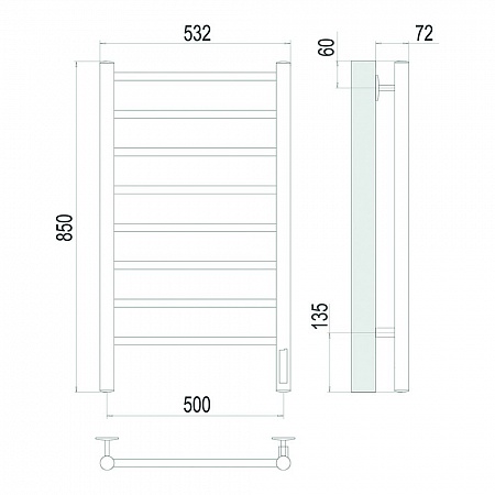 Аврора П8 500х850 Электро Полотенцесушитель TERMINUS Оружейная сталь Омск - фото 4 Аврора П8 500х850 Электро Полотенцесушитель TERMINUS Оружейная сталь Омск - фото 4