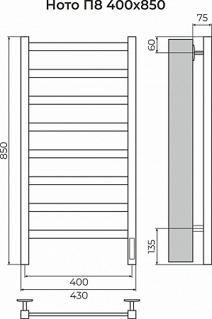 Ното П8 400х850 Электро (quick touch) Полотенцесушитель TERMINUS Омск - фото 3