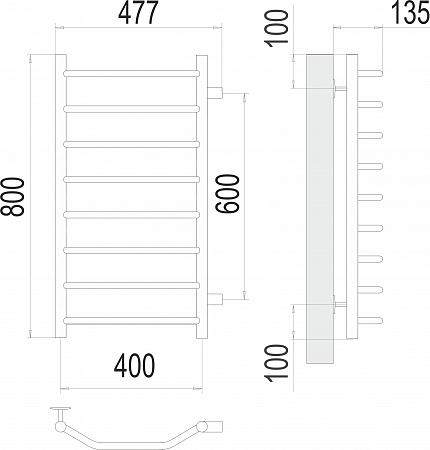 Виктория П8 400х800 бп600 Полотенцесушитель  TERMINUS Омск - фото 3