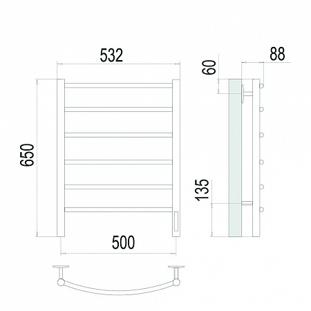 Классик П6 500х650 Электро (quick touch) Полотенцесушитель TERMINUS Сатин Омск - фото 4 Классик П6 500х650 Электро (quick touch) Полотенцесушитель TERMINUS Сатин Омск - фото 4