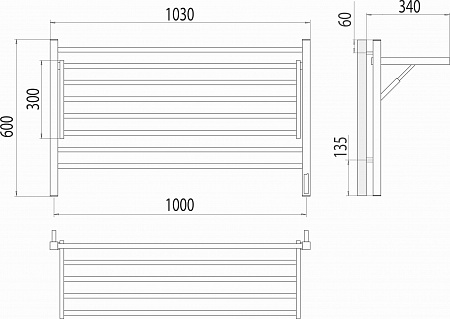 Горизонт П8 1000х600 электро КС ЧЕРНЫЙ МУАР (sensor quick touch) Полотенцесушитель TERMINUS Омск - фото 5